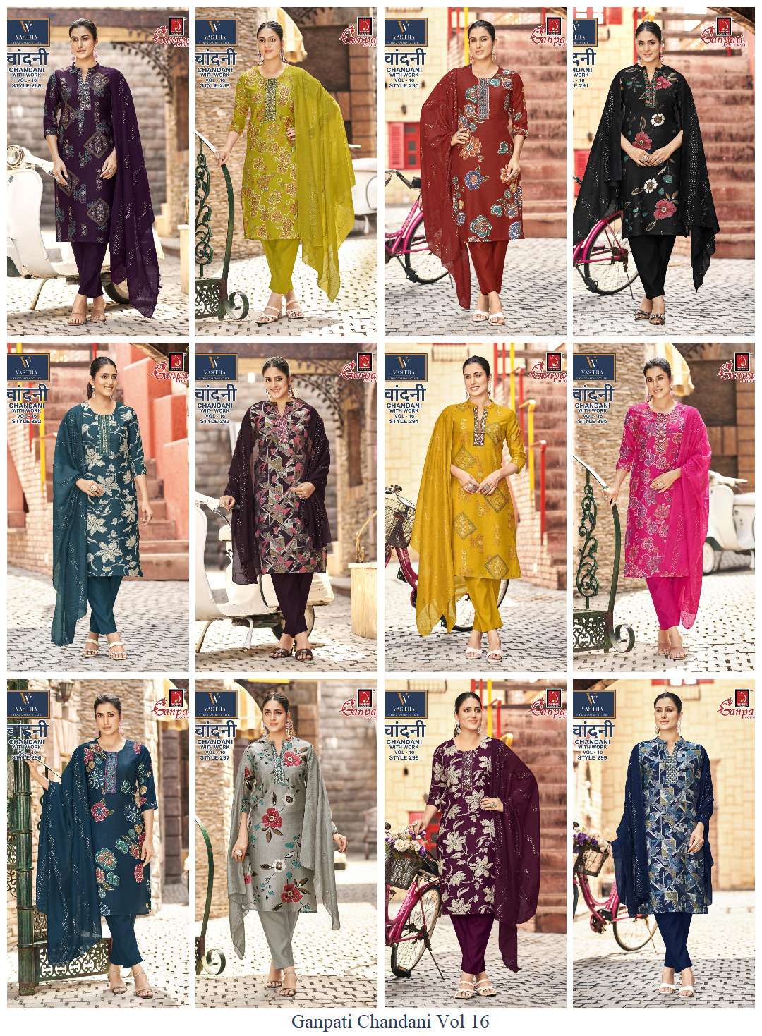 GANPATI CHANDANI WITH WORK VOL 16 PRINTED FABRIC LADIES KURTI BOTTOM AND DUPATTA SET 