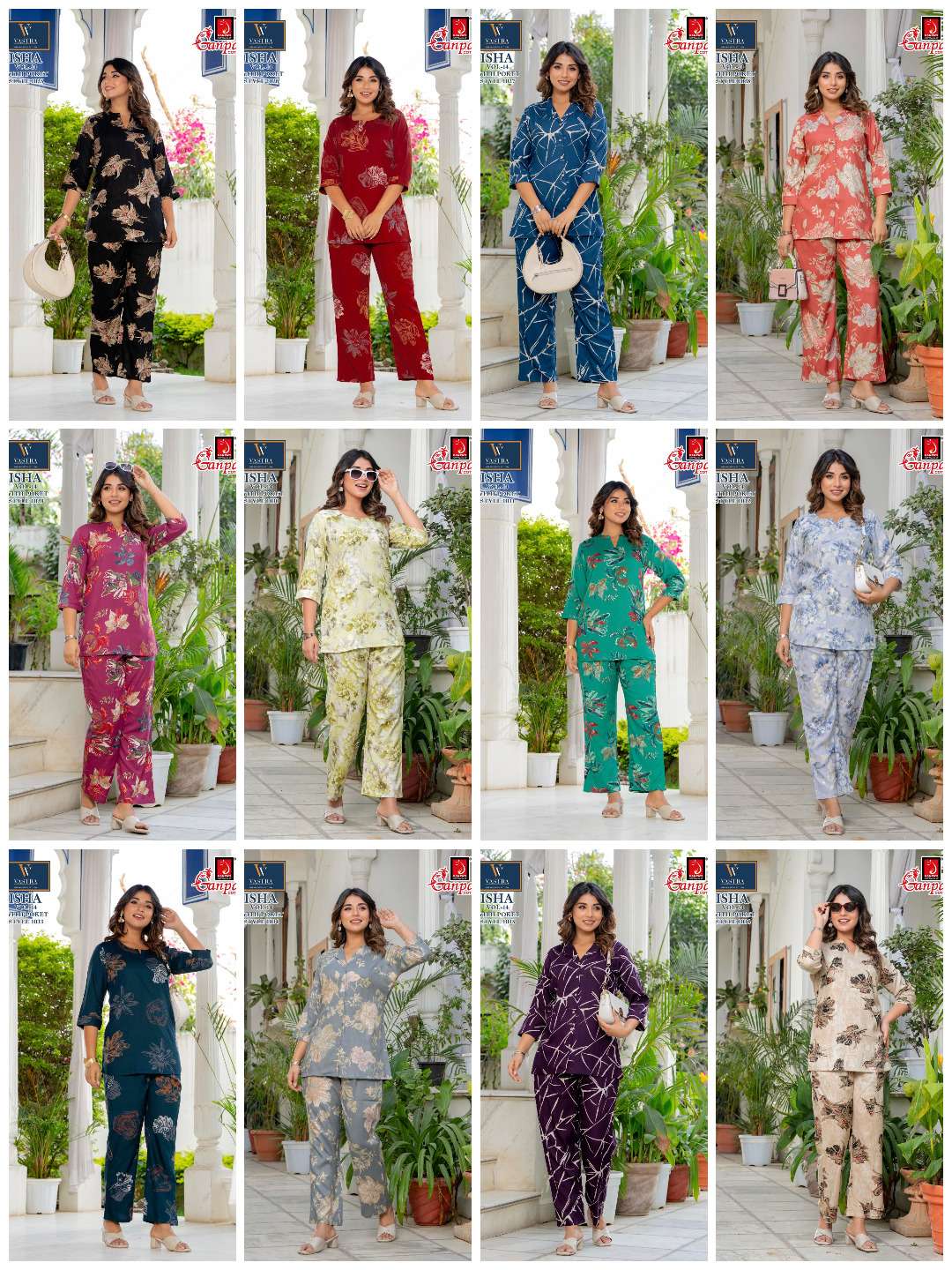 GANPATI ISHA VOL 14 RAYON PRINTED SUMMER WEAR LADIES CO-ORD SET