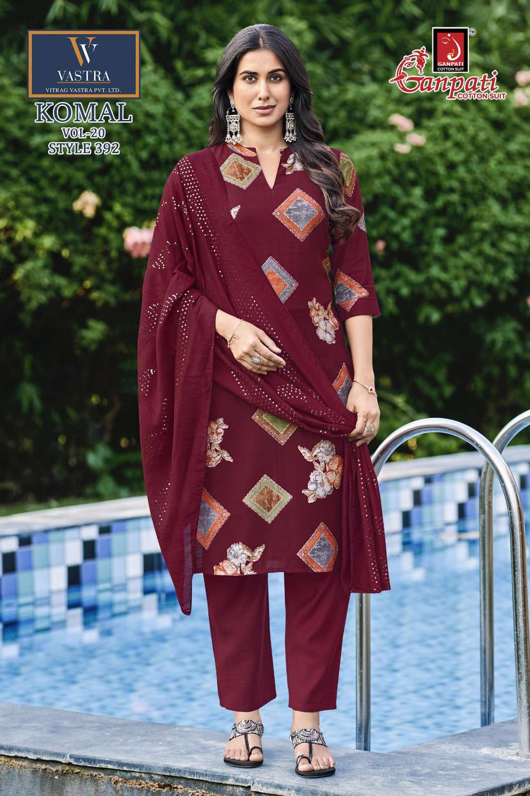 GANPATI KOMAL VOL 20 COTTON PRINTED LADIES READY MADE LADIES SUIT
