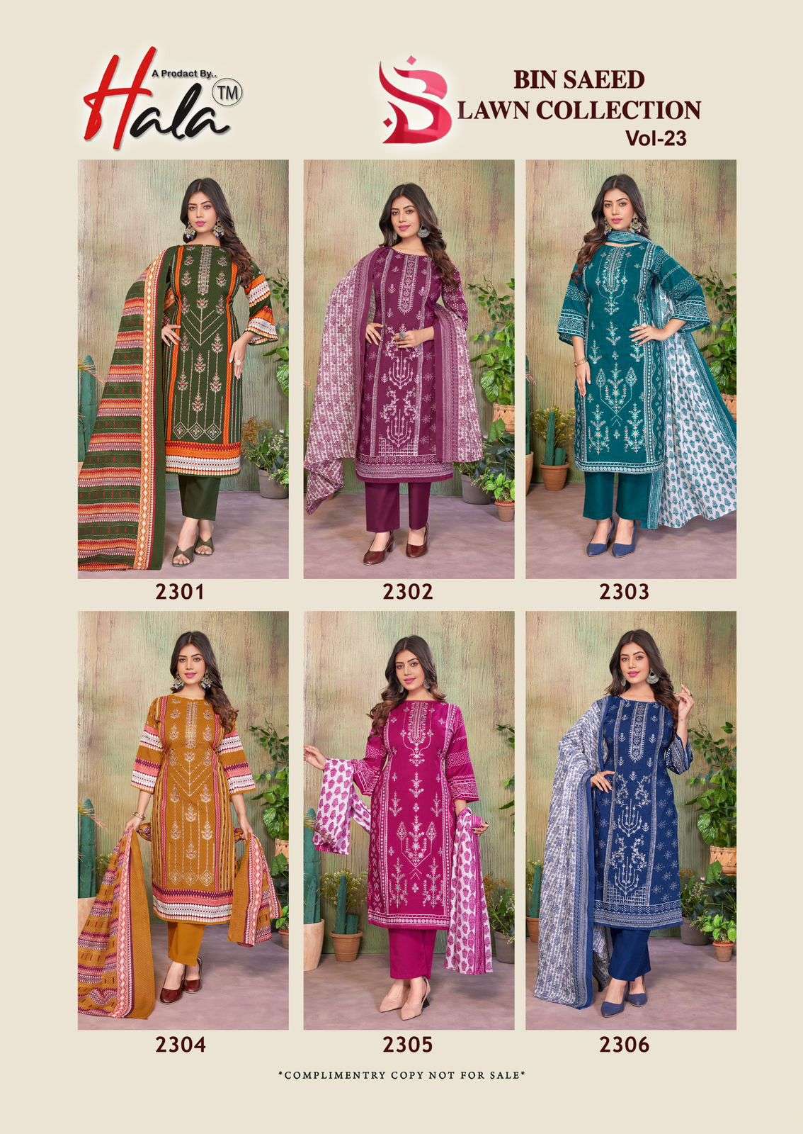 HALA BIN SAEED LAWN COLLECTION VOL 23 COTTON DIGITAL PRINTS WITH FANCY WORK SUIT