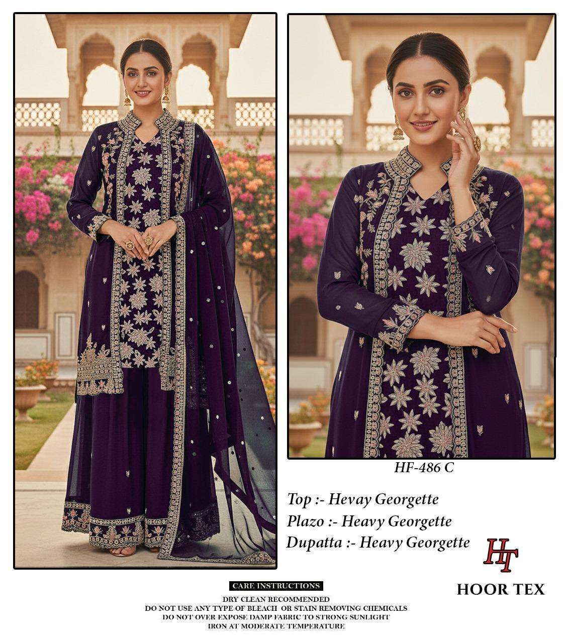 HF 486 GEORGETTE BEAUTIFUL EMBROIDERY DESIGNER READY MADE SUIT