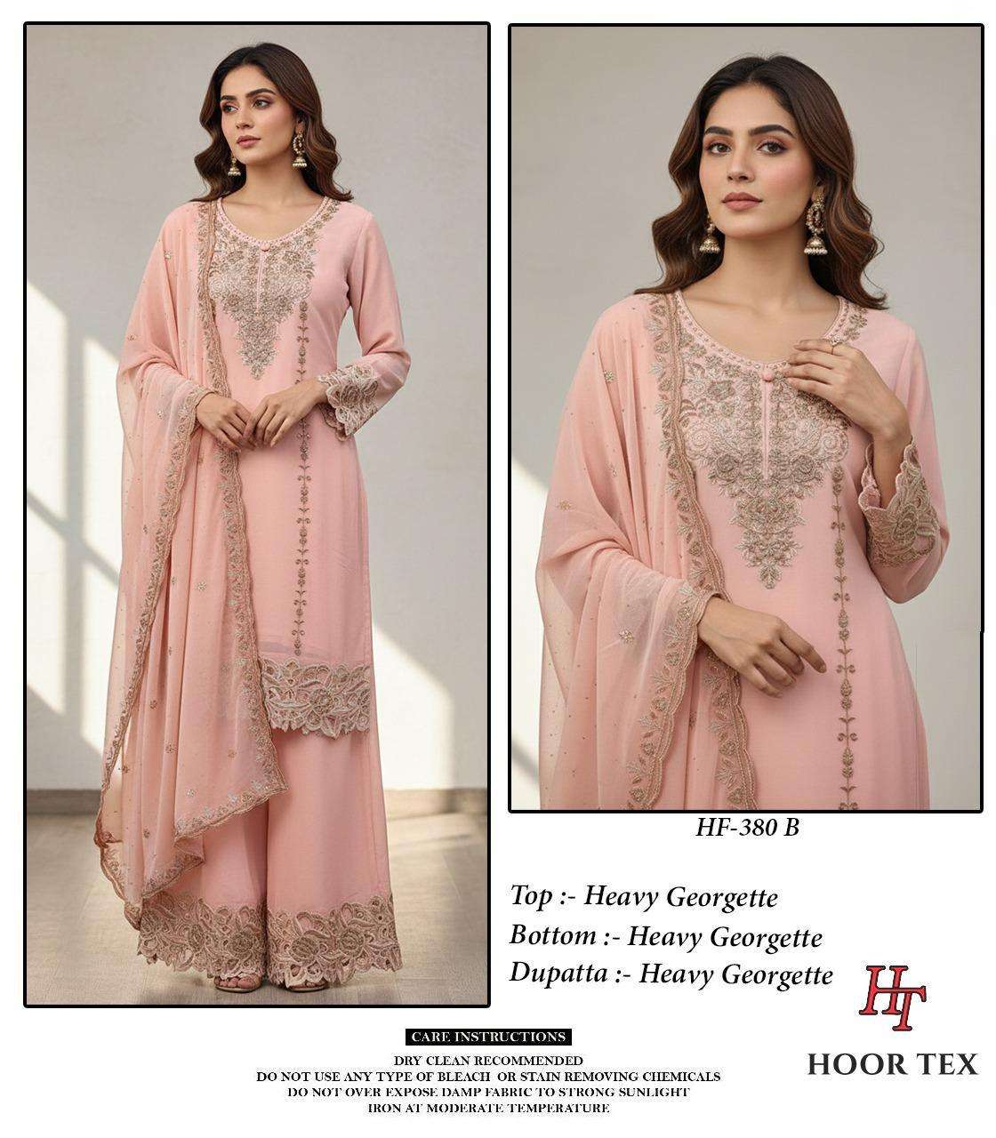 HOOR TEX HF 380 GEORGETTE EMBROIDERY DESIGNER WORK READY MADE PAKISTANI SUIT