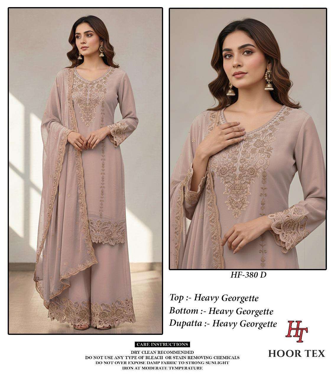 HOOR TEX HF 380 GEORGETTE EMBROIDERY DESIGNER WORK READY MADE PAKISTANI SUIT