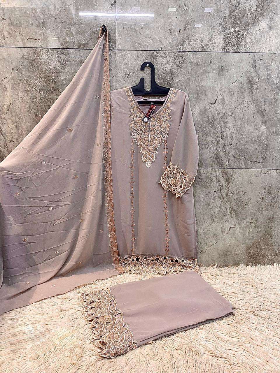 HOOR TEX HF 380 GEORGETTE EMBROIDERY DESIGNER WORK READY MADE PAKISTANI SUIT