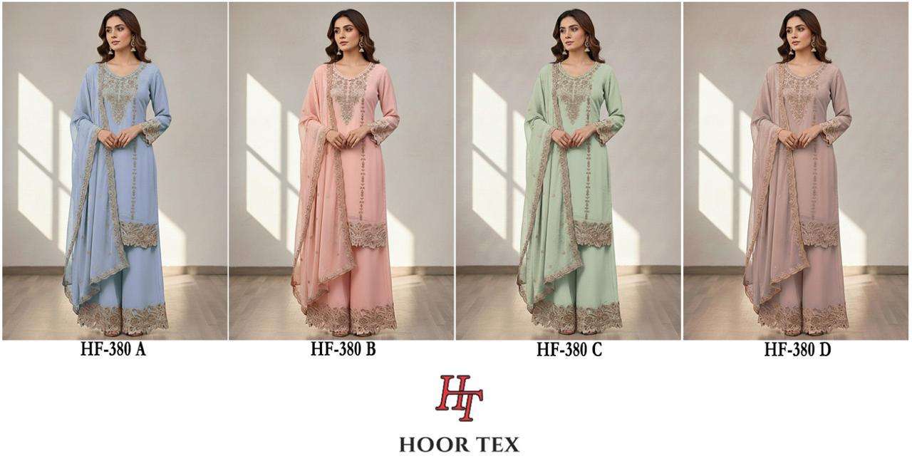 HOOR TEX HF 380 GEORGETTE EMBROIDERY DESIGNER WORK READY MADE PAKISTANI SUIT