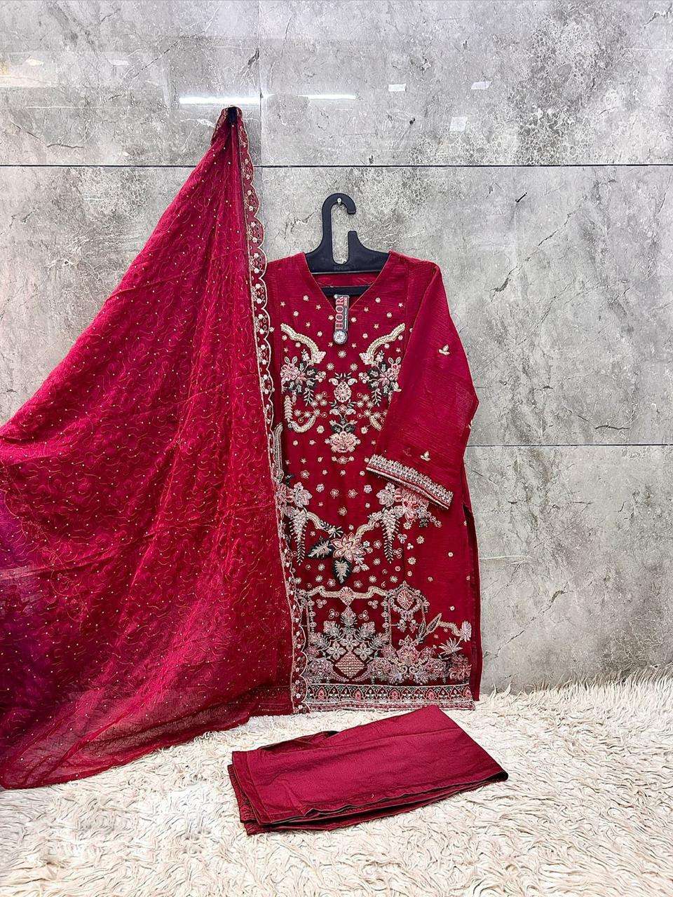 HOOR TEX HF 636 CHIFFON EMBROIDERED DESIGNER READY MADE PAKISTANI SUIT