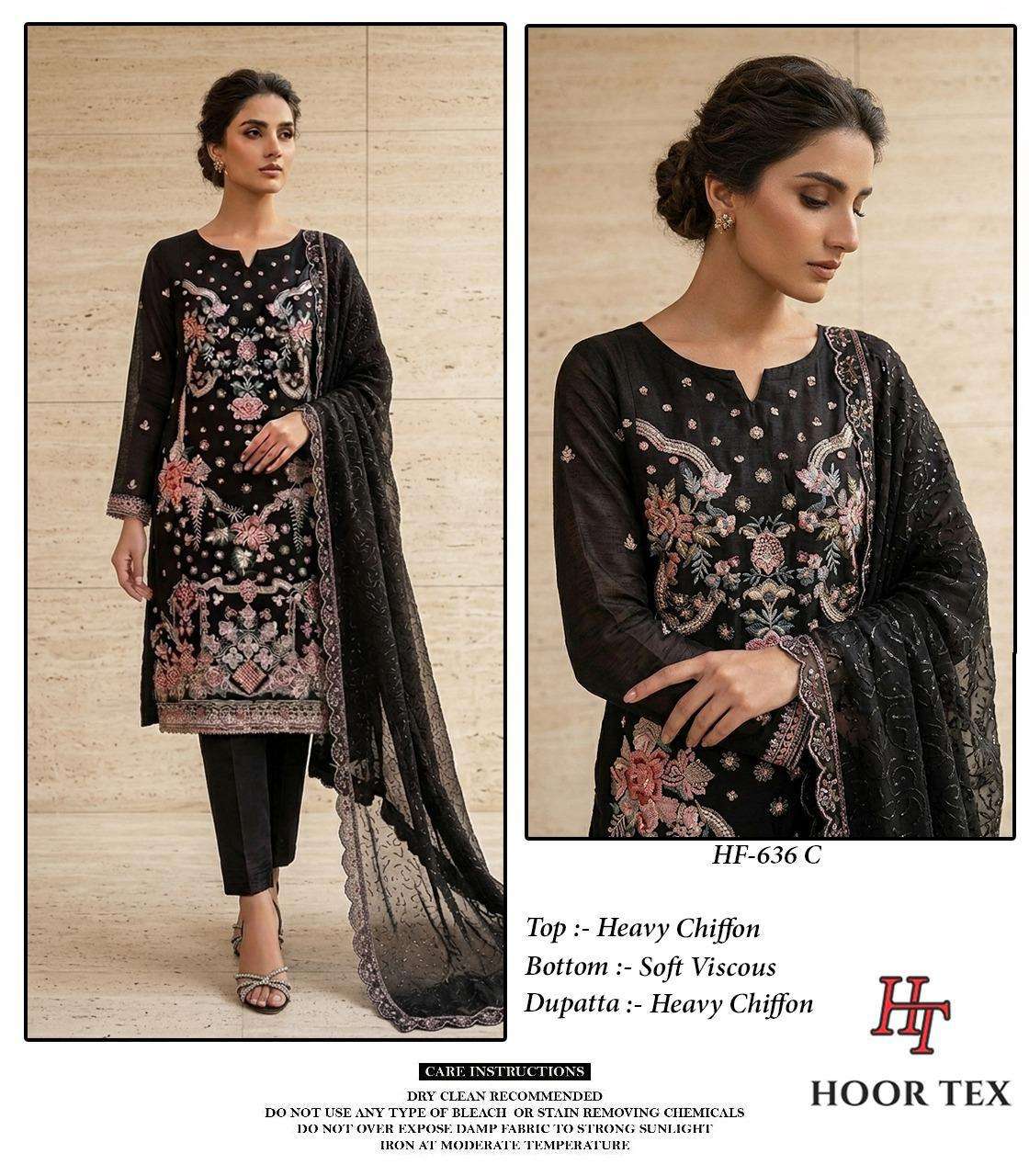 HOOR TEX HF 636 CHIFFON EMBROIDERED DESIGNER READY MADE PAKISTANI SUIT