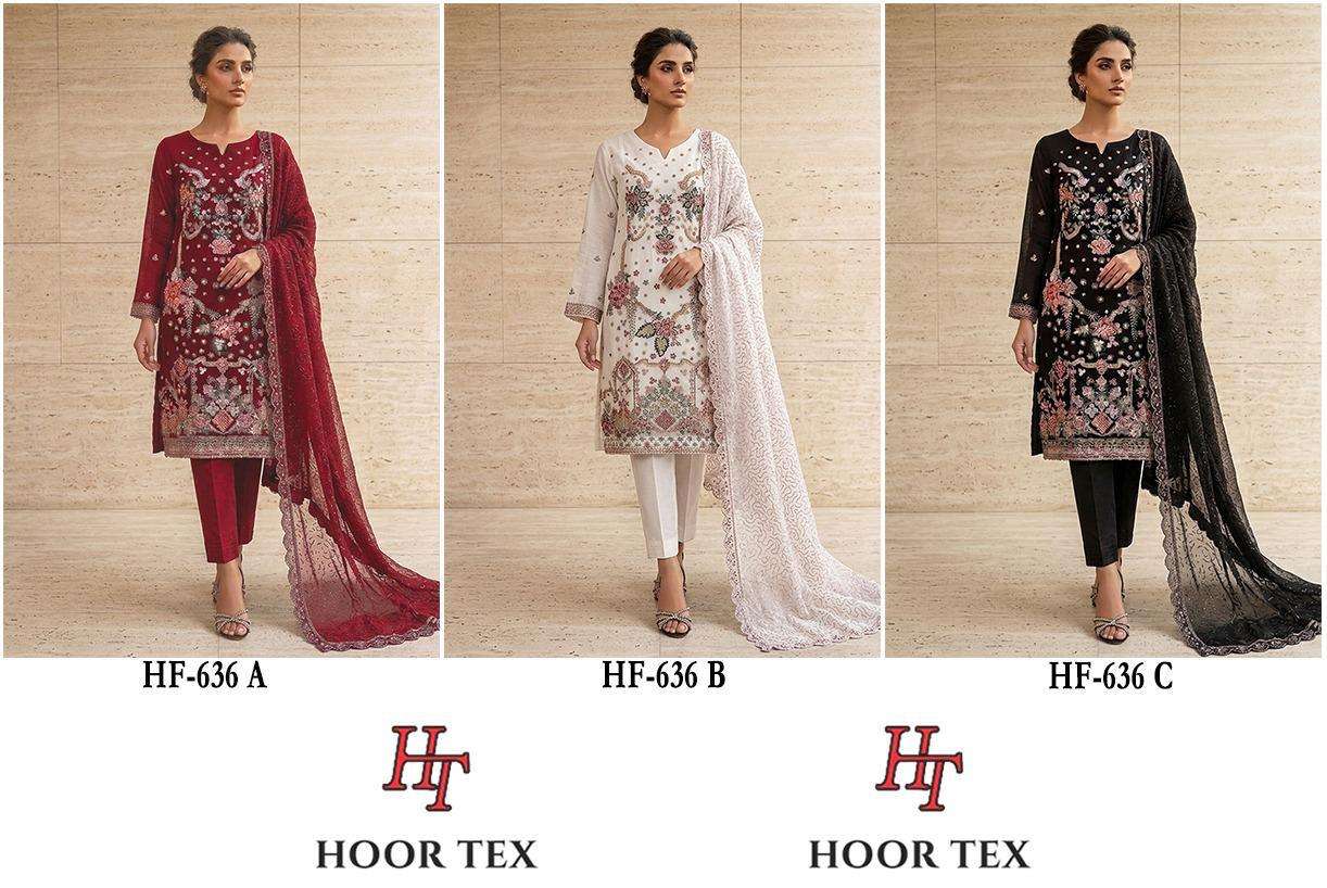 HOOR TEX HF 636 CHIFFON EMBROIDERED DESIGNER READY MADE PAKISTANI SUIT