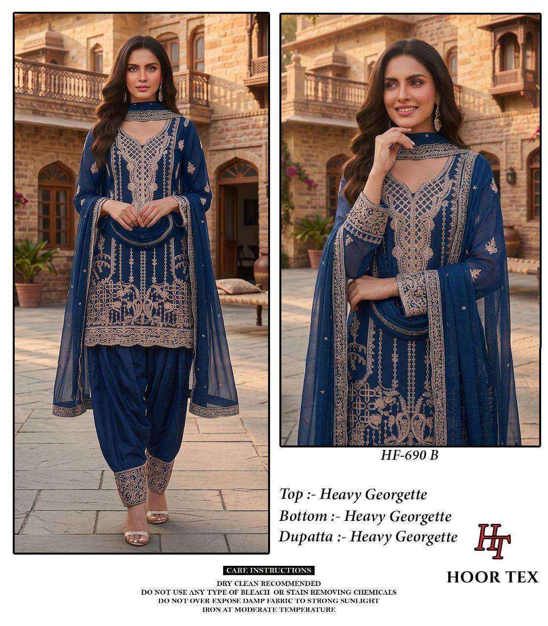 HOOR TEX HF 690 GEORGETTE BEAUTIFUL DESIGNER LOOK READY MADE SUIT