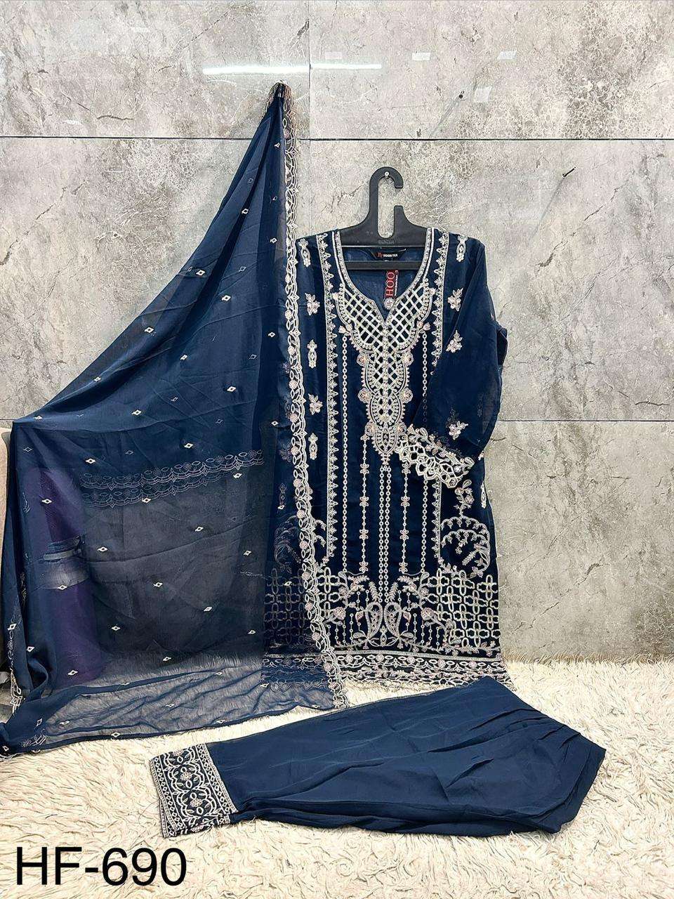HOOR TEX HF 690 GEORGETTE BEAUTIFUL DESIGNER LOOK READY MADE SUIT