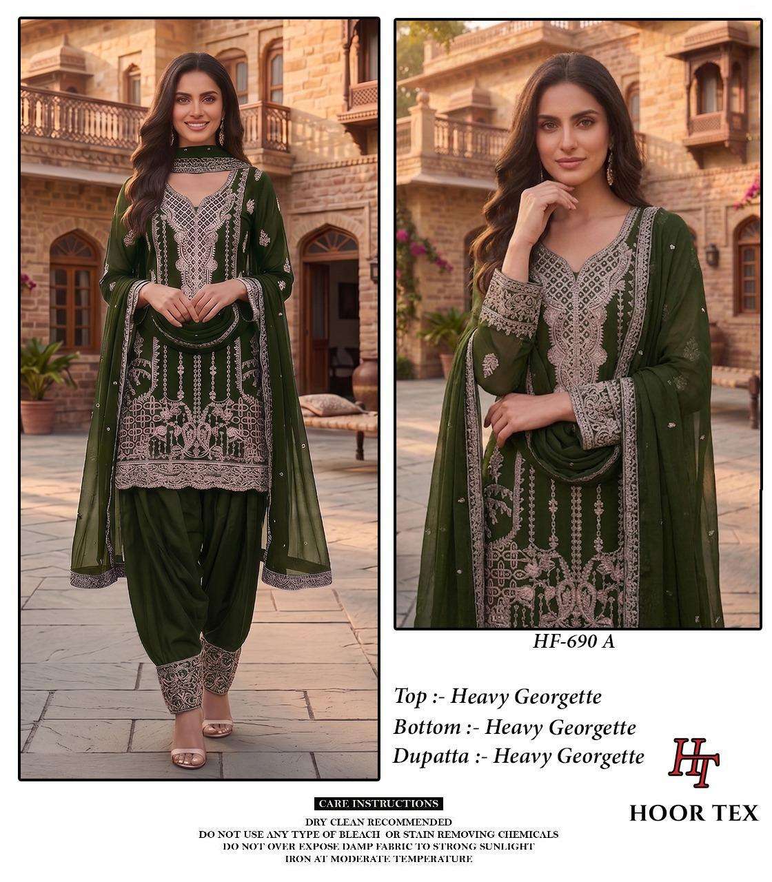 HOOR TEX HF 690 GEORGETTE BEAUTIFUL DESIGNER LOOK READY MADE SUIT