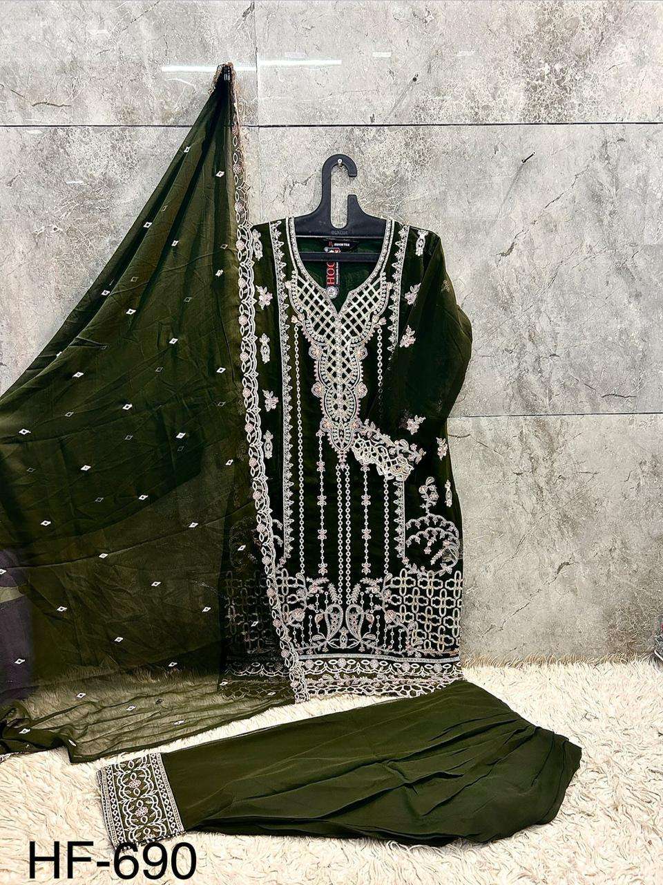 HOOR TEX HF 690 GEORGETTE BEAUTIFUL DESIGNER LOOK READY MADE SUIT