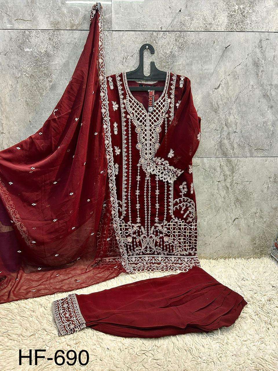 HOOR TEX HF 690 GEORGETTE BEAUTIFUL DESIGNER LOOK READY MADE SUIT
