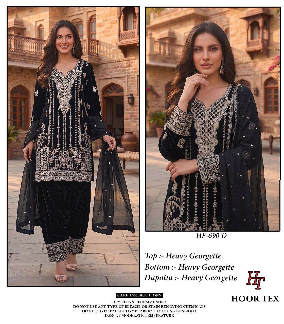 HOOR TEX HF 690 GEORGETTE BEAUTIFUL DESIGNER LOOK READY MADE SUIT
