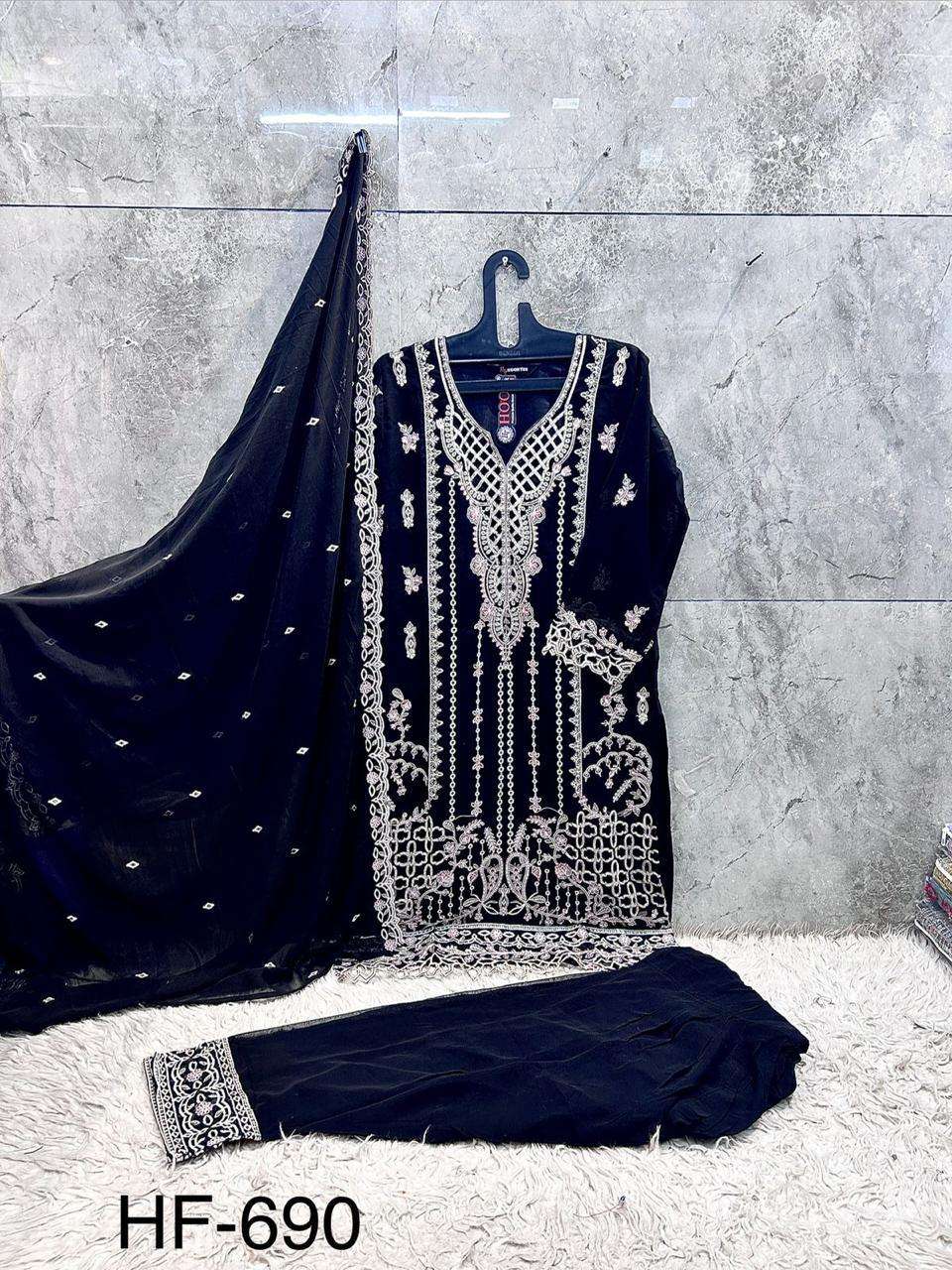 HOOR TEX HF 690 GEORGETTE BEAUTIFUL DESIGNER LOOK READY MADE SUIT