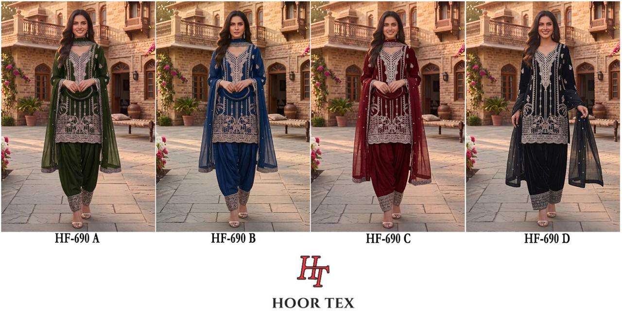 HOOR TEX HF 690 GEORGETTE BEAUTIFUL DESIGNER LOOK READY MADE SUIT