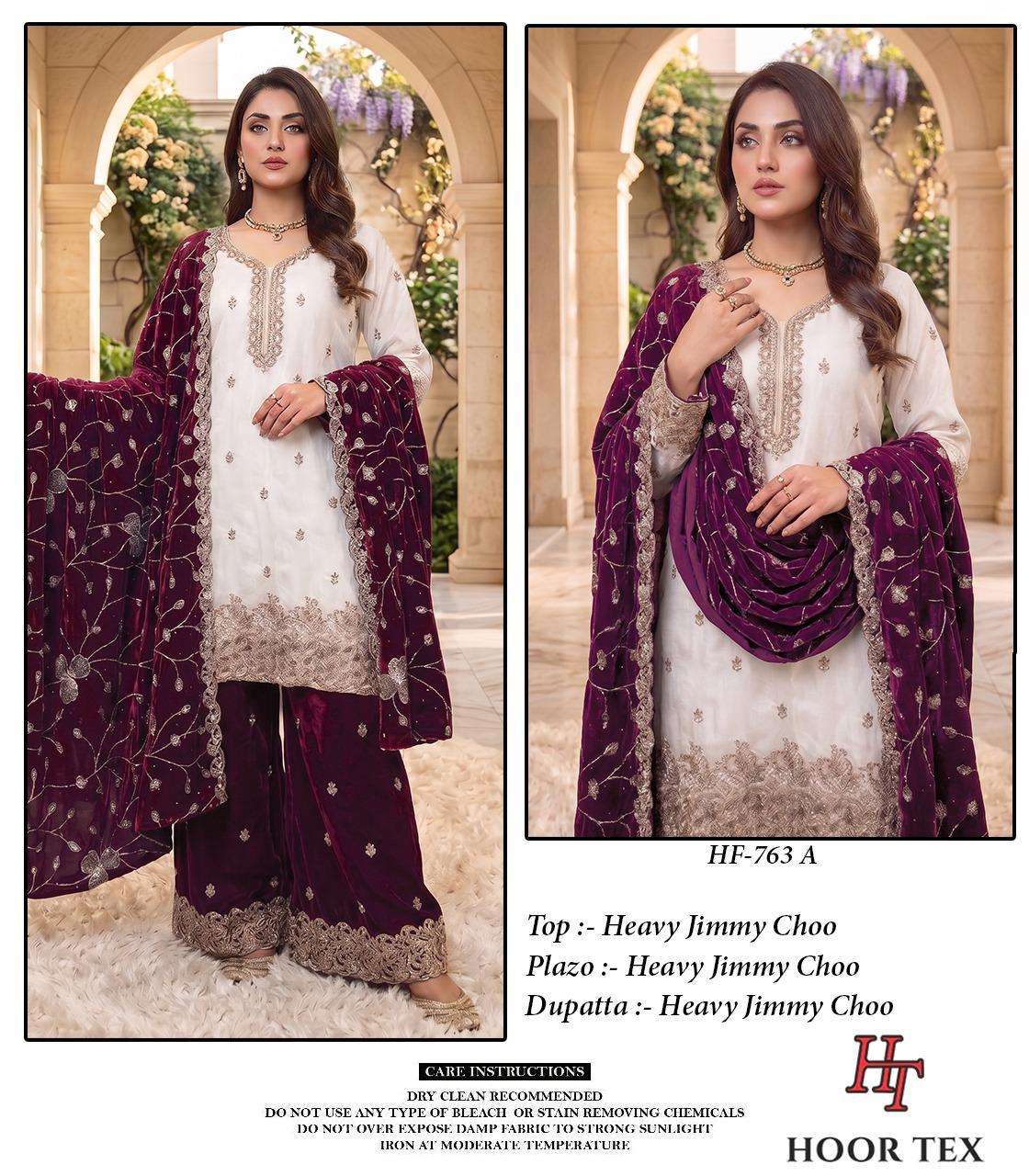 HOOR TEX HF 763 SILK HEAVY EMBROIDERD DESIGNER READY MADE PAKISTANI SUITS 