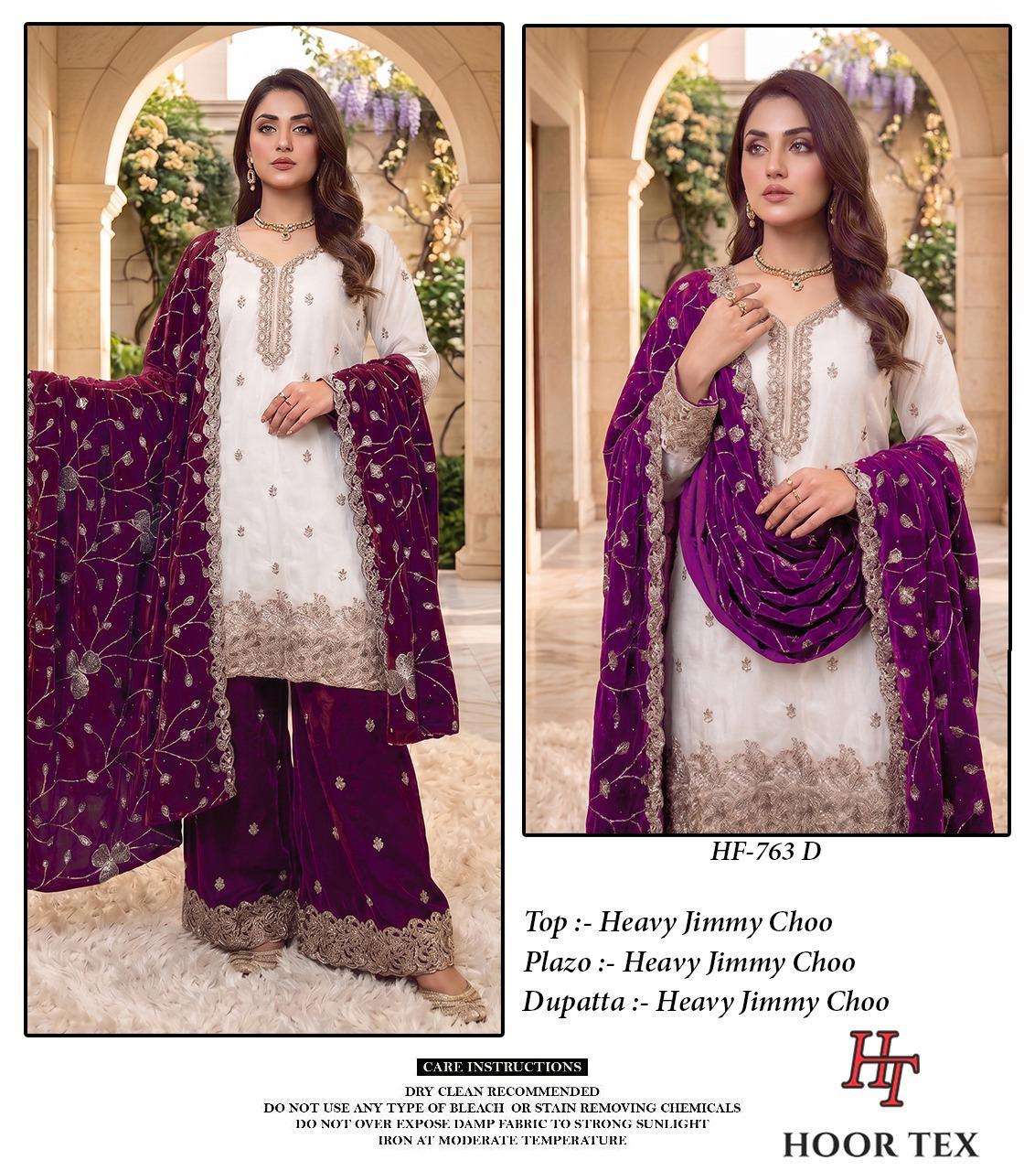 HOOR TEX HF 763 SILK HEAVY EMBROIDERD DESIGNER READY MADE PAKISTANI SUITS 