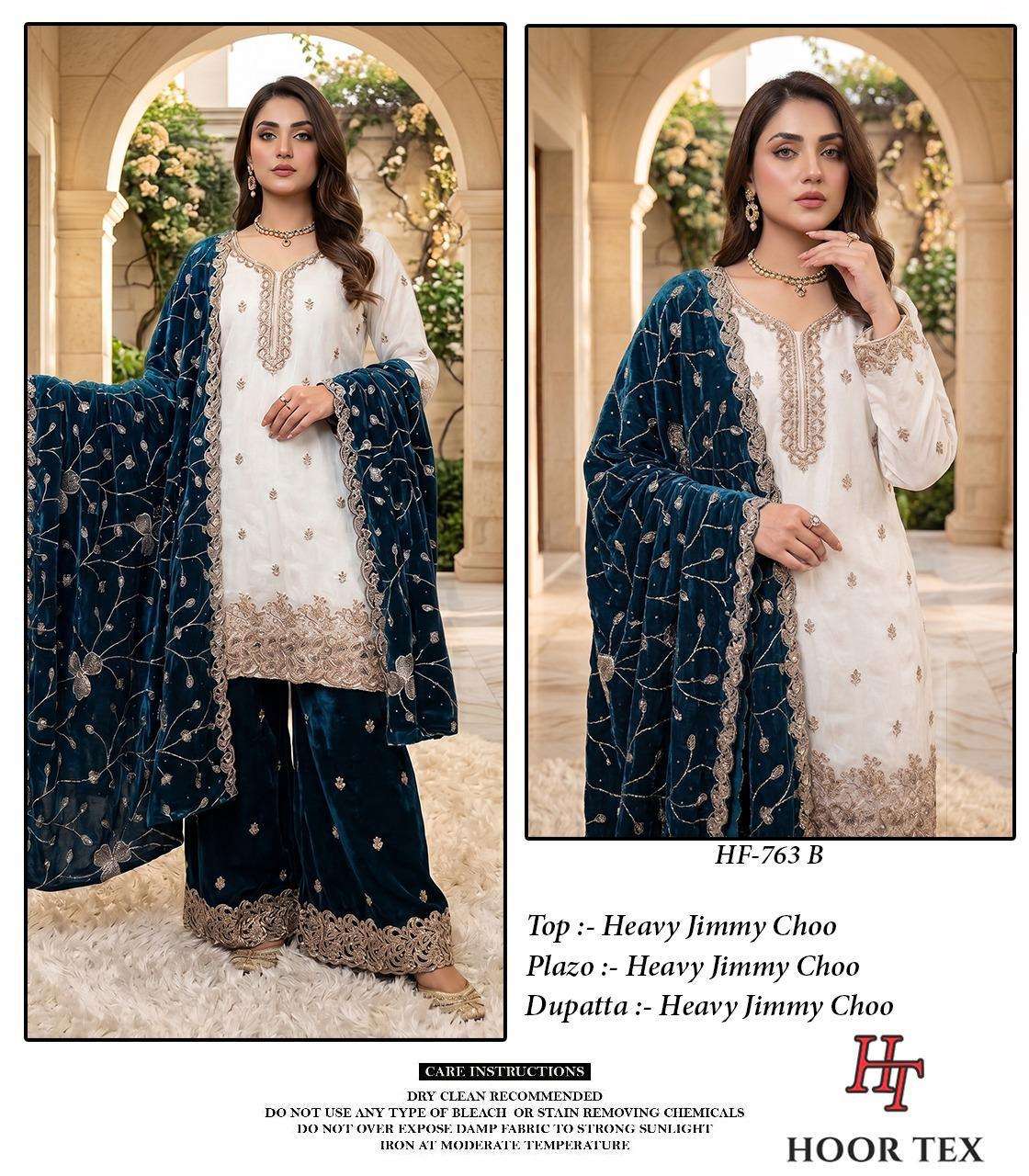 HOOR TEX HF 763 SILK HEAVY EMBROIDERD DESIGNER READY MADE PAKISTANI SUITS 