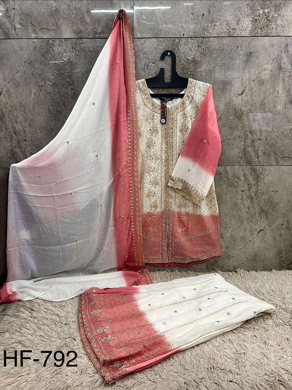 HOOR TEX HF 792 SHADED FABRIC BEAUTIFUL DESIGNER WORK READY MADE SUIT