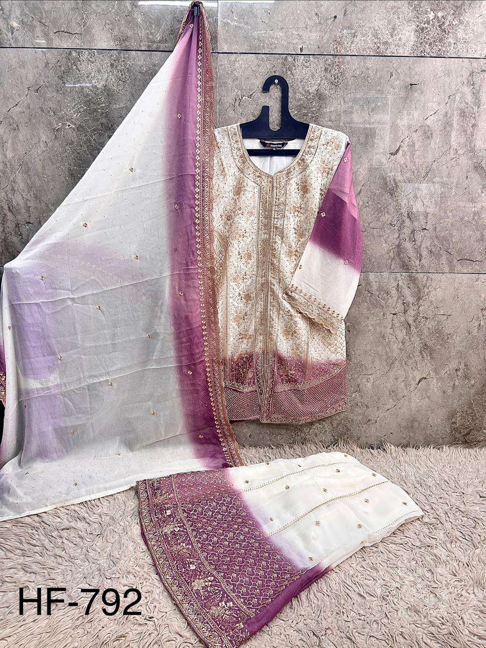 HOOR TEX HF 792 SHADED FABRIC BEAUTIFUL DESIGNER WORK READY MADE SUIT