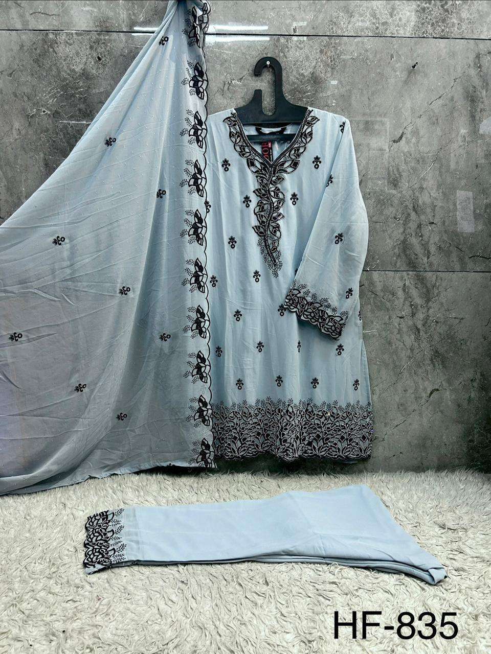 HOOR TEX HF 835 GEORGETTE BEAUTIFUL DESIGNER LOOK PAKISTANI SUIT