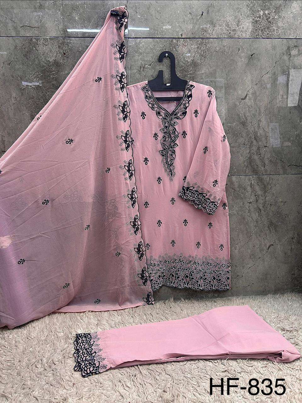 HOOR TEX HF 835 GEORGETTE BEAUTIFUL DESIGNER LOOK PAKISTANI SUIT