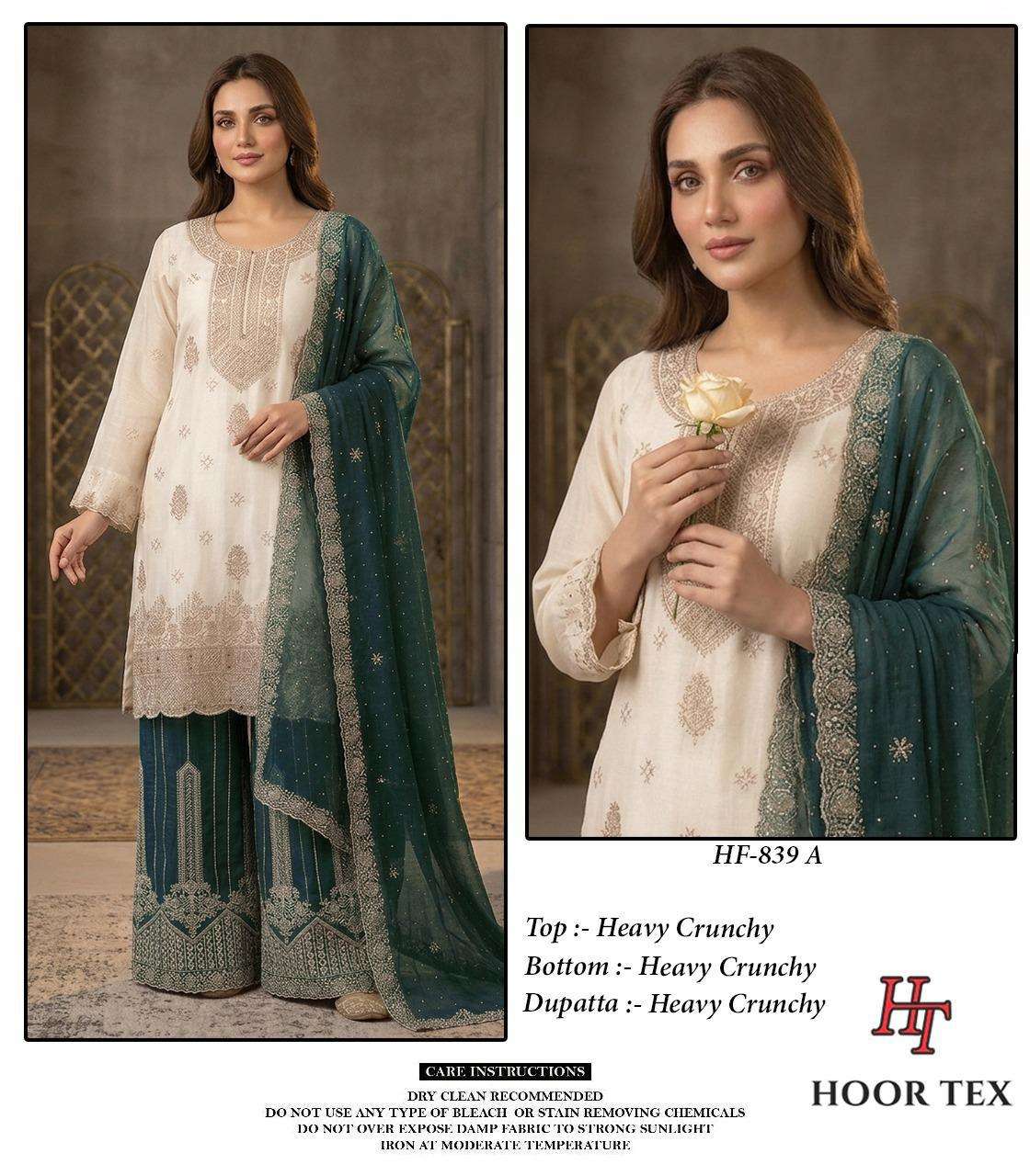 HOOR TEX HF 839 SILK EMBROIDERED DESIGNER READY MADE PAKISTANI SUIT