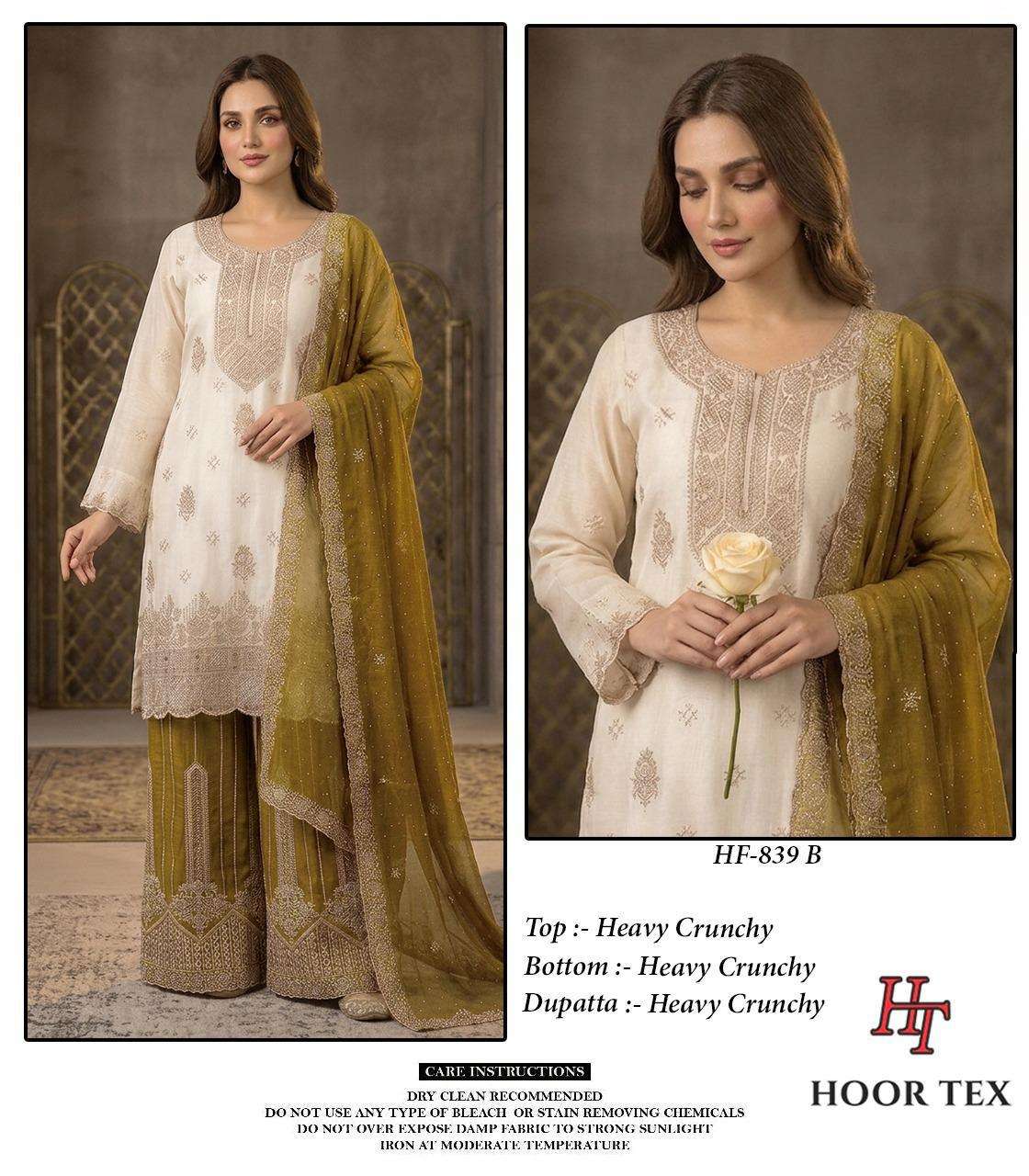 HOOR TEX HF 839 SILK EMBROIDERED DESIGNER READY MADE PAKISTANI SUIT