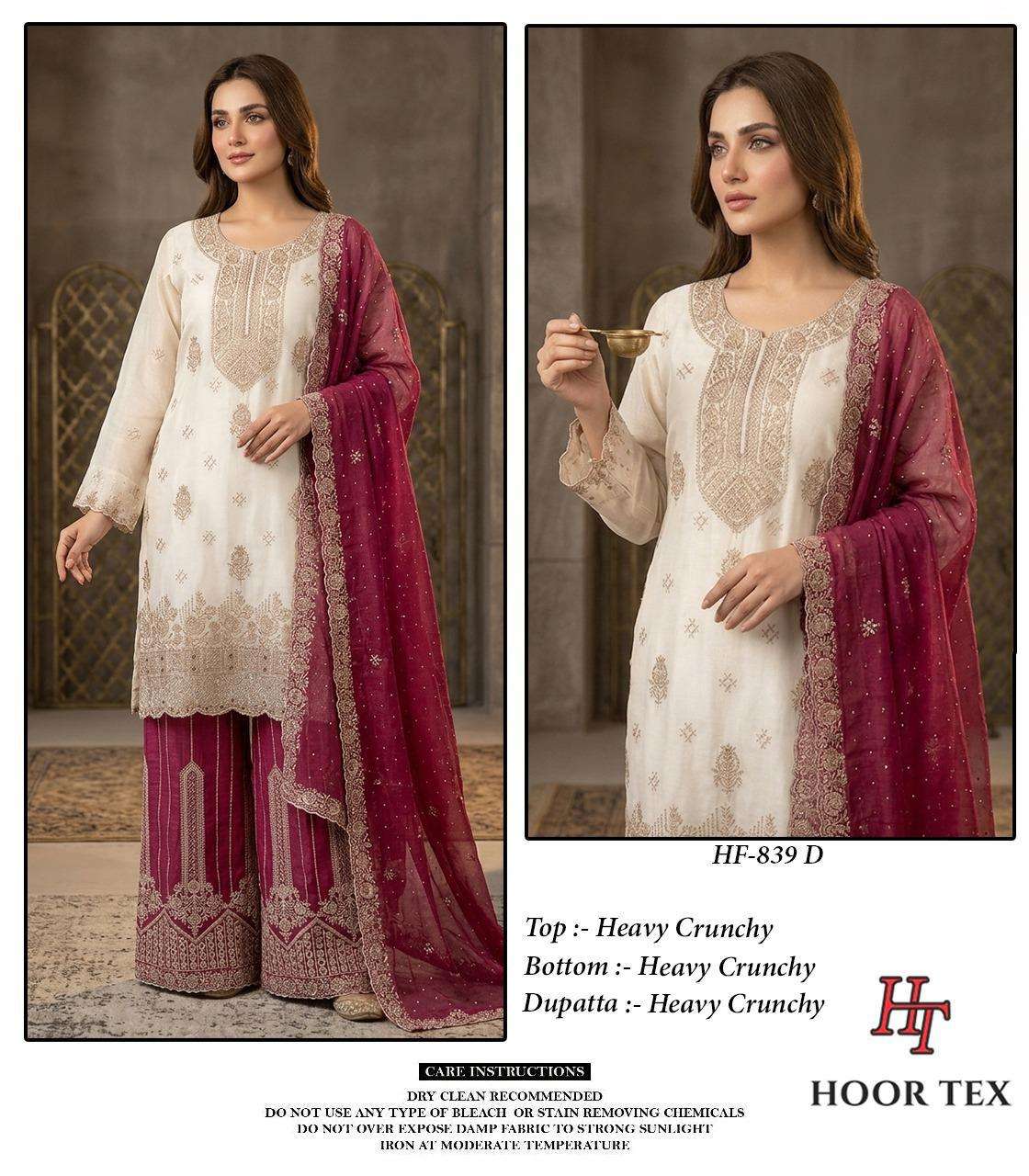 HOOR TEX HF 839 SILK EMBROIDERED DESIGNER READY MADE PAKISTANI SUIT