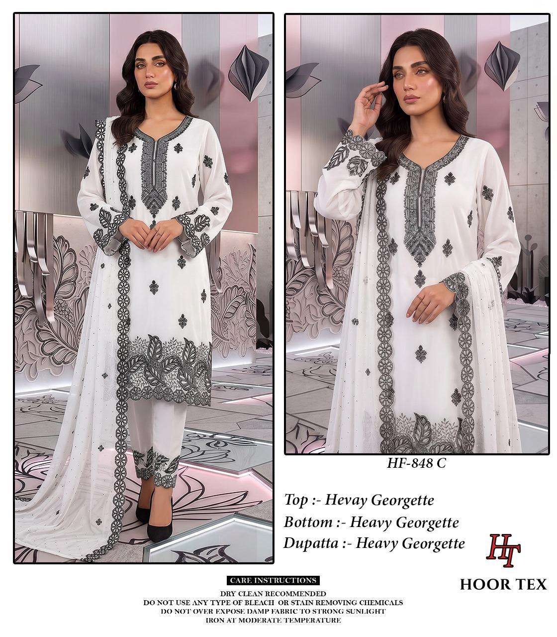 HOOR TEX  HF 848 GEORGETTE HEAVY EMBROIDERED DESIGNER READY MADE PAKISTANI SUIT