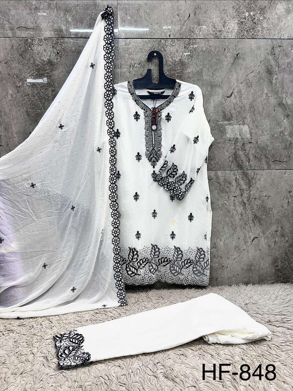 HOOR TEX  HF 848 GEORGETTE HEAVY EMBROIDERED DESIGNER READY MADE PAKISTANI SUIT