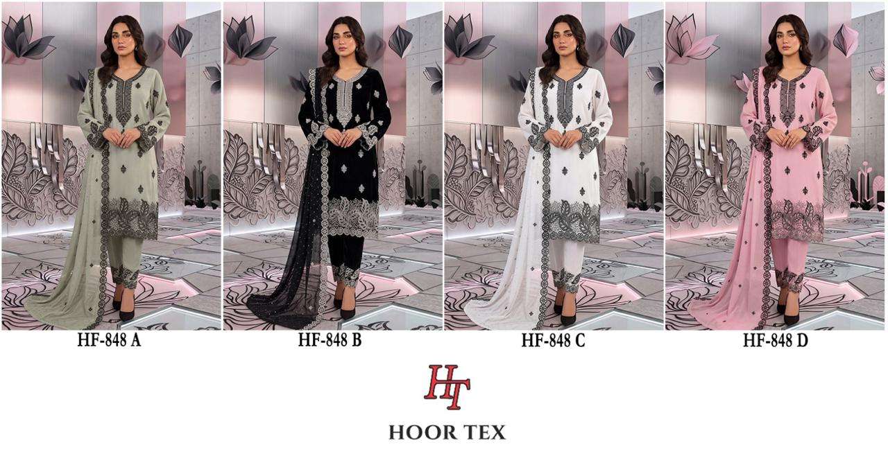 HOOR TEX  HF 848 GEORGETTE HEAVY EMBROIDERED DESIGNER READY MADE PAKISTANI SUIT