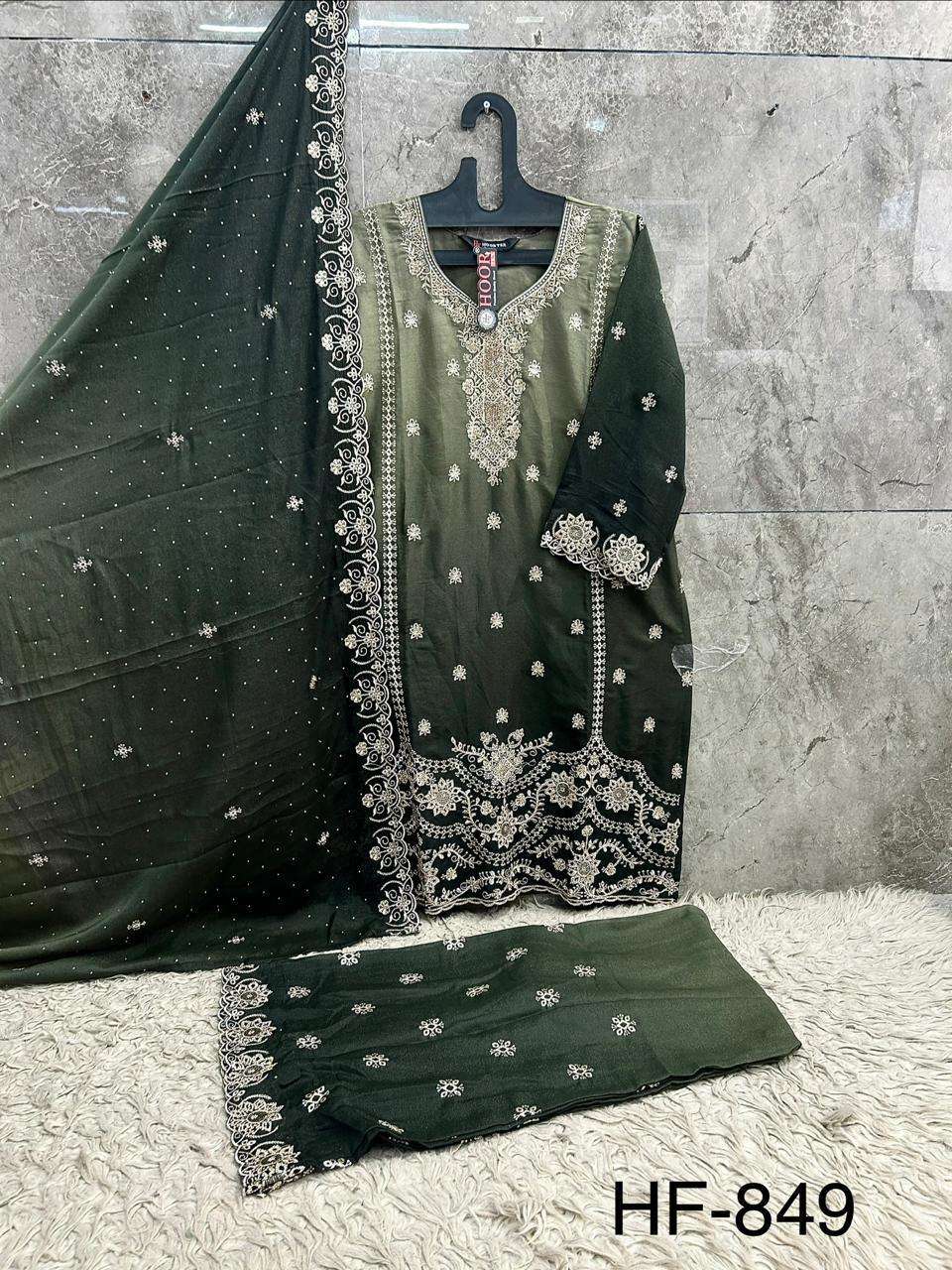 HOOR TEX HF 849 SHADED FABRIC BEAUTIFUL DESIGNER LOOK PARTY WEAR LADIES SUIT