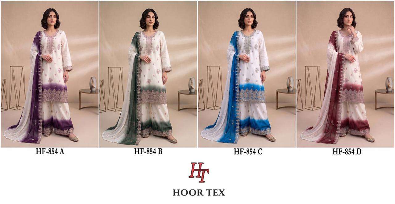HOOR TEX HF 854 SIMER FABRIC HEAVY EMBROIDERY DESIGNER READY MADE PAKISTANI SUIT