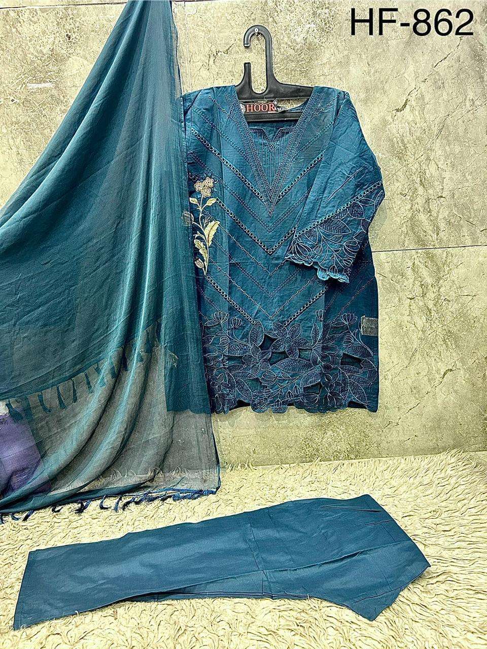 HOOR TEX HF 862 COTTON FANCY EMBROIDERY DESIGNER WORK READY MADE PAKISTANI SUIT