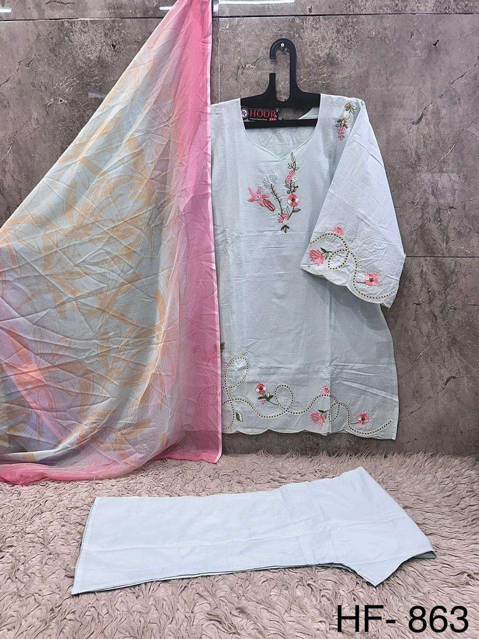 HOOR TEX  HF 863 COTTON BEAUTIFUL DESIGNER WORK READY MADE PAKISTANI STYLE SUIT