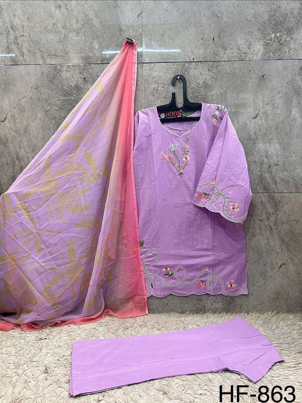 HOOR TEX  HF 863 COTTON BEAUTIFUL DESIGNER WORK READY MADE PAKISTANI STYLE SUIT