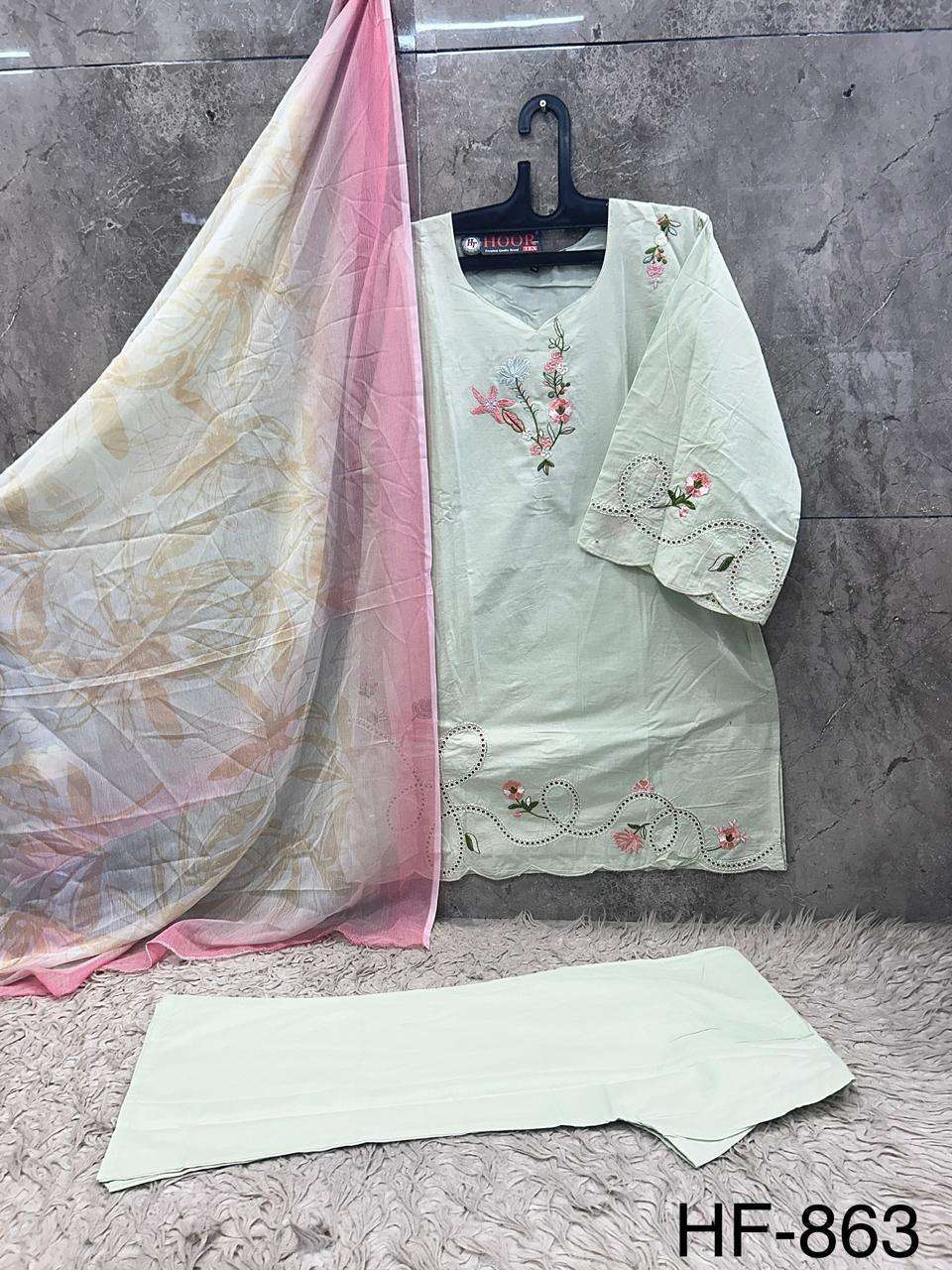 HOOR TEX  HF 863 COTTON BEAUTIFUL DESIGNER WORK READY MADE PAKISTANI STYLE SUIT