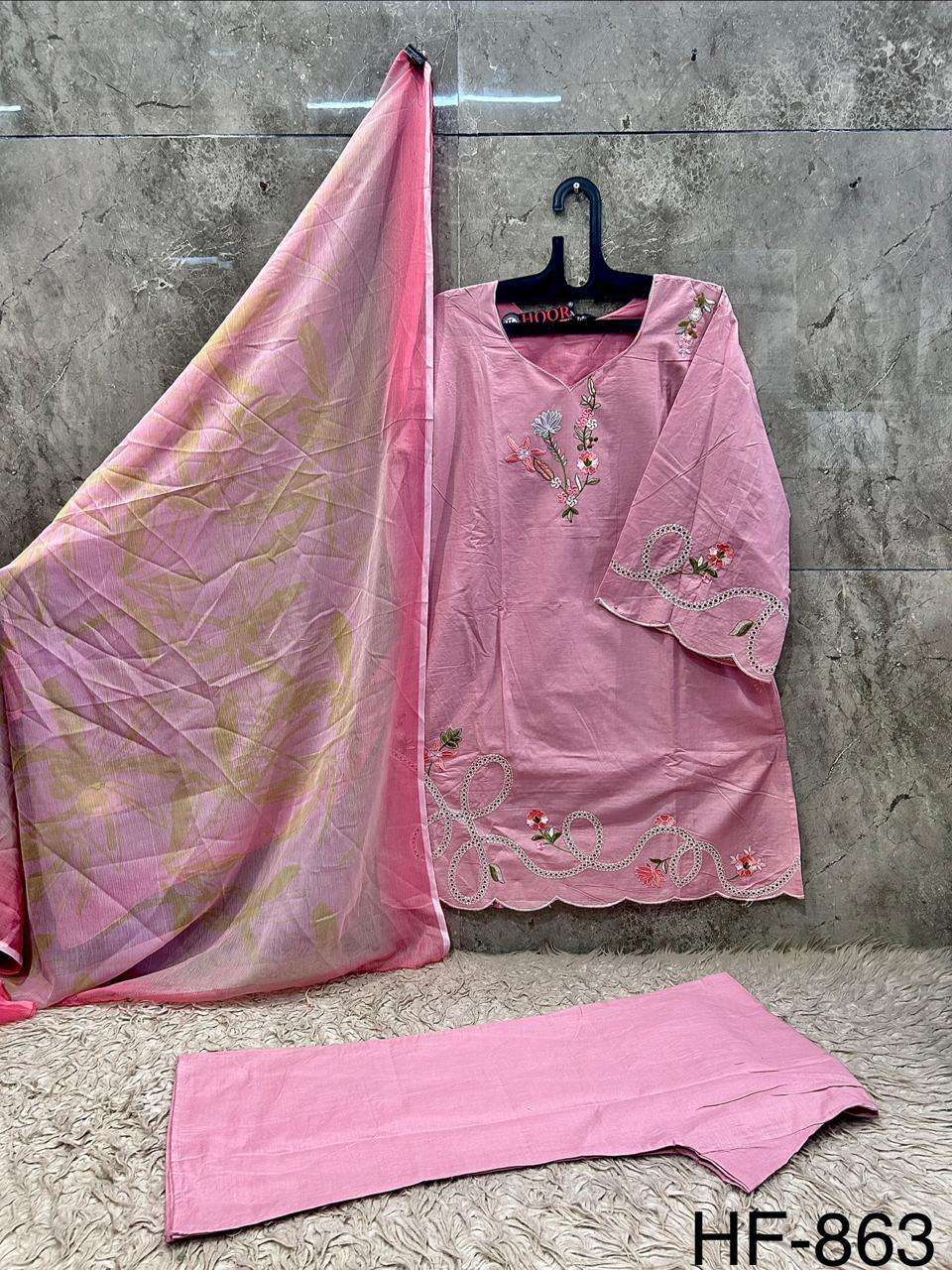 HOOR TEX  HF 863 COTTON BEAUTIFUL DESIGNER WORK READY MADE PAKISTANI STYLE SUIT