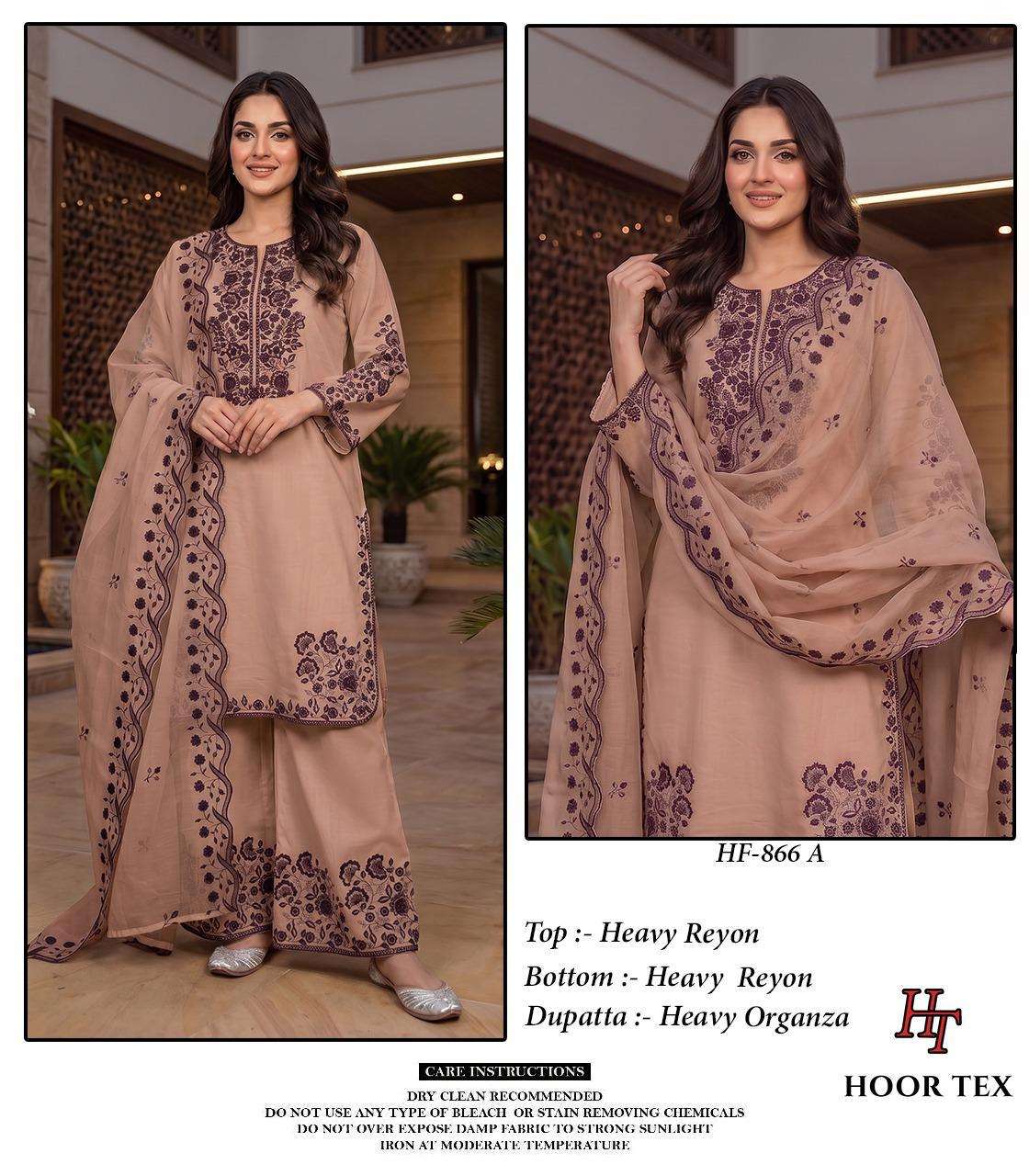 HOOR TEX  HF 866 RAYON FANCY EMBROIDERY WORK READY MADE SUIT