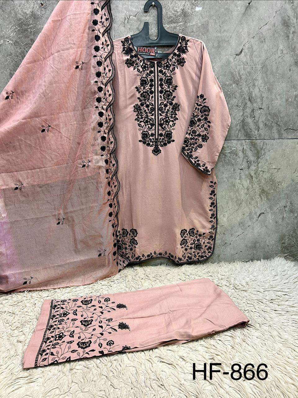 HOOR TEX  HF 866 RAYON FANCY EMBROIDERY WORK READY MADE SUIT
