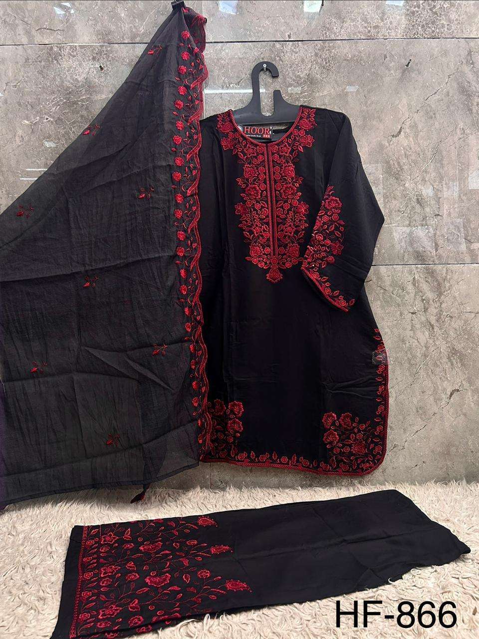 HOOR TEX  HF 866 RAYON FANCY EMBROIDERY WORK READY MADE SUIT