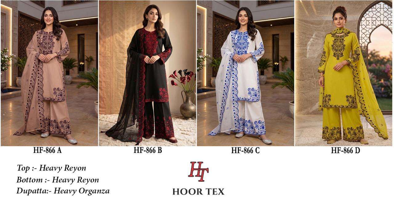 HOOR TEX  HF 866 RAYON FANCY EMBROIDERY WORK READY MADE SUIT