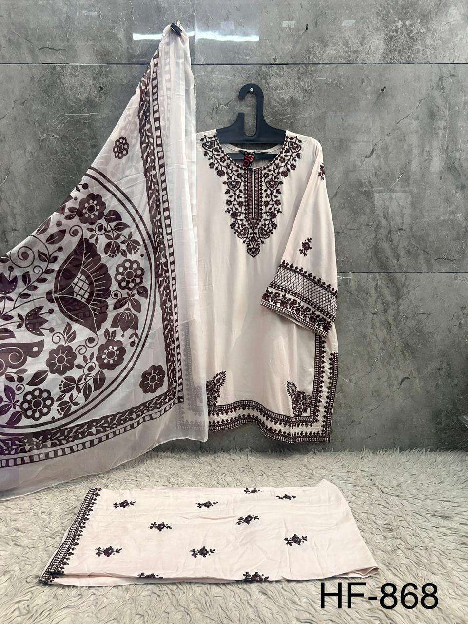 HOOR TEX HF 868 RAYON FANCY WORKS LADIES READY MADE PAKISTANI SUIT