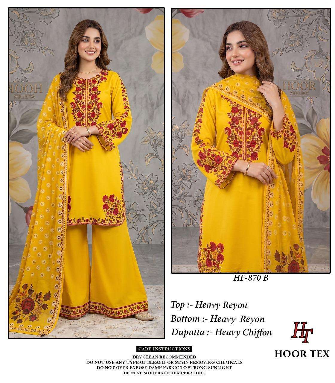 HOOR TEX HF 870 RAYON FANCY WORKS LADIES READY MADE SUIT