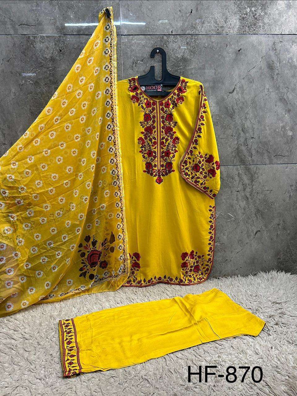 HOOR TEX HF 870 RAYON FANCY WORKS LADIES READY MADE SUIT
