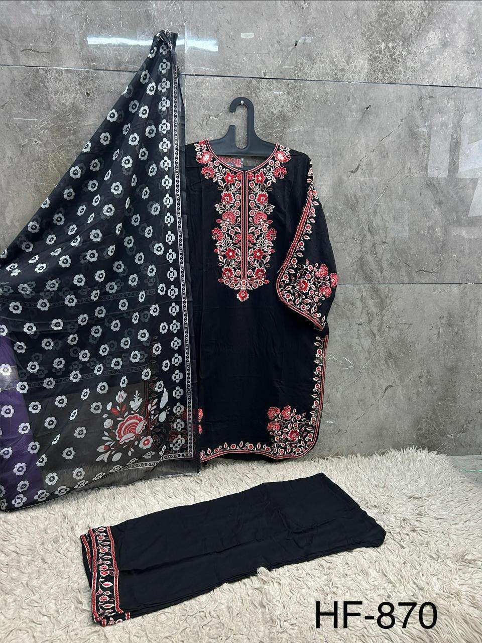 HOOR TEX HF 870 RAYON FANCY WORKS LADIES READY MADE SUIT