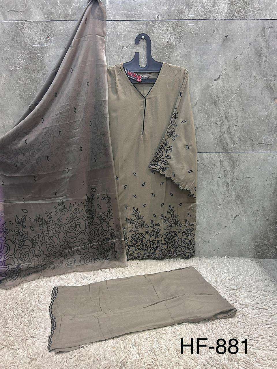 HOOR TEX HF 881 RAYON FANCY DESIGNER WORK READY MADE PAKISTANI SUIT
