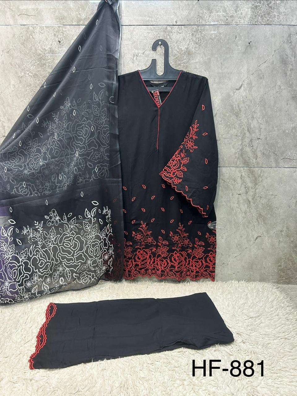 HOOR TEX HF 881 RAYON FANCY DESIGNER WORK READY MADE PAKISTANI SUIT
